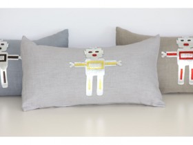 Coussin lin Robot - gris clair