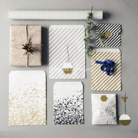 Emballage de cadeaux : Sac en papier rayé gris - Ferm Living